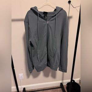 H&M. Hoodie Jacket with zipper. Size L.  (Steel Gray) Gently used